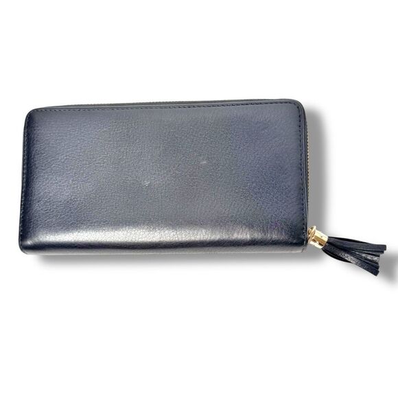 Gucci Soho Interlocking G Tassel Calfskin Leather Zip Around Long Wallet Black - Picture 3 of 8